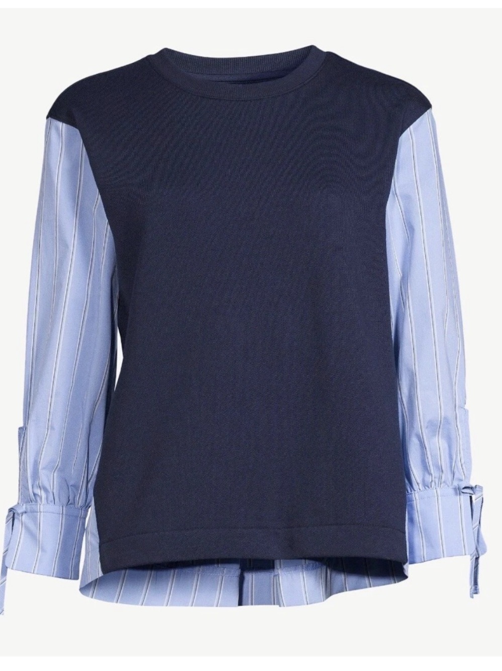 FREE ASSEMBLY Mixed Terry Blousant Shirt Long Sleeve • Navy Blue Striped M | EUC - Picture 5 of 10